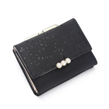 

2020 new women's wallet Korean fashion plain weave candy color tri-fold small comparison bag Student all-match coin purse