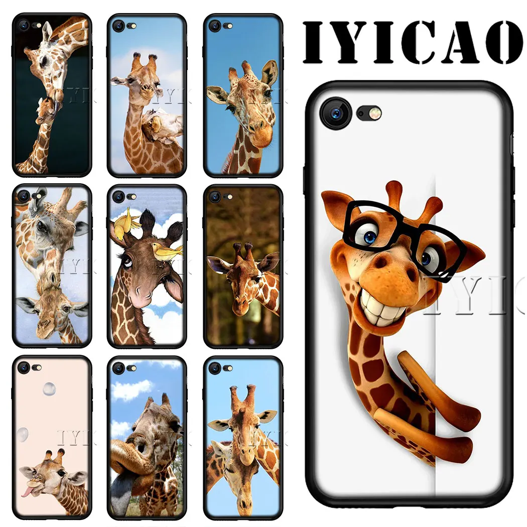 IYICAO Wear Glasses Giraffe Soft Silicone Case for iPhone XS Max XR X 8 7 6 6S Plus 5 5s se |