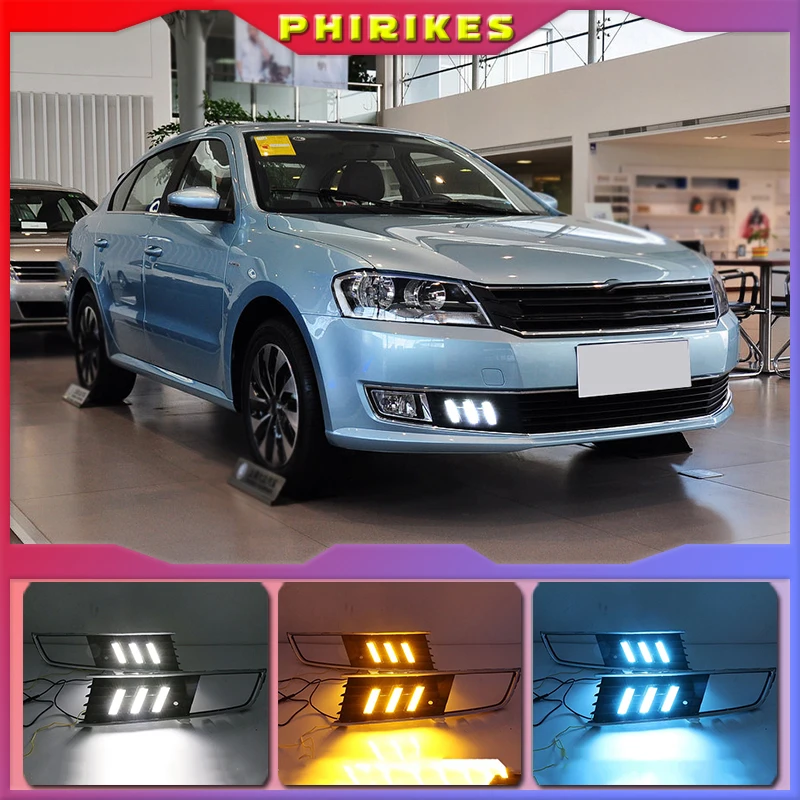 

1 Pair LED DRL Daytime Running Light For Volkswagen VW Lavida 2013 2014 with Yellow Trun Signal Light Blue Night Lamp