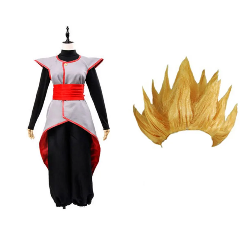 Dragon Ball Super Goku Black Zamasu Merged Potara Fusion Cosplay Costume With Black Blue Yellow Wig