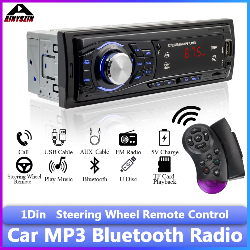 1428 With Remote Control RCA Audio Subwoofer Bluetooth Car Radio Headunit Support USB MP3 Player Car Stereo FM Radio 1 Din
