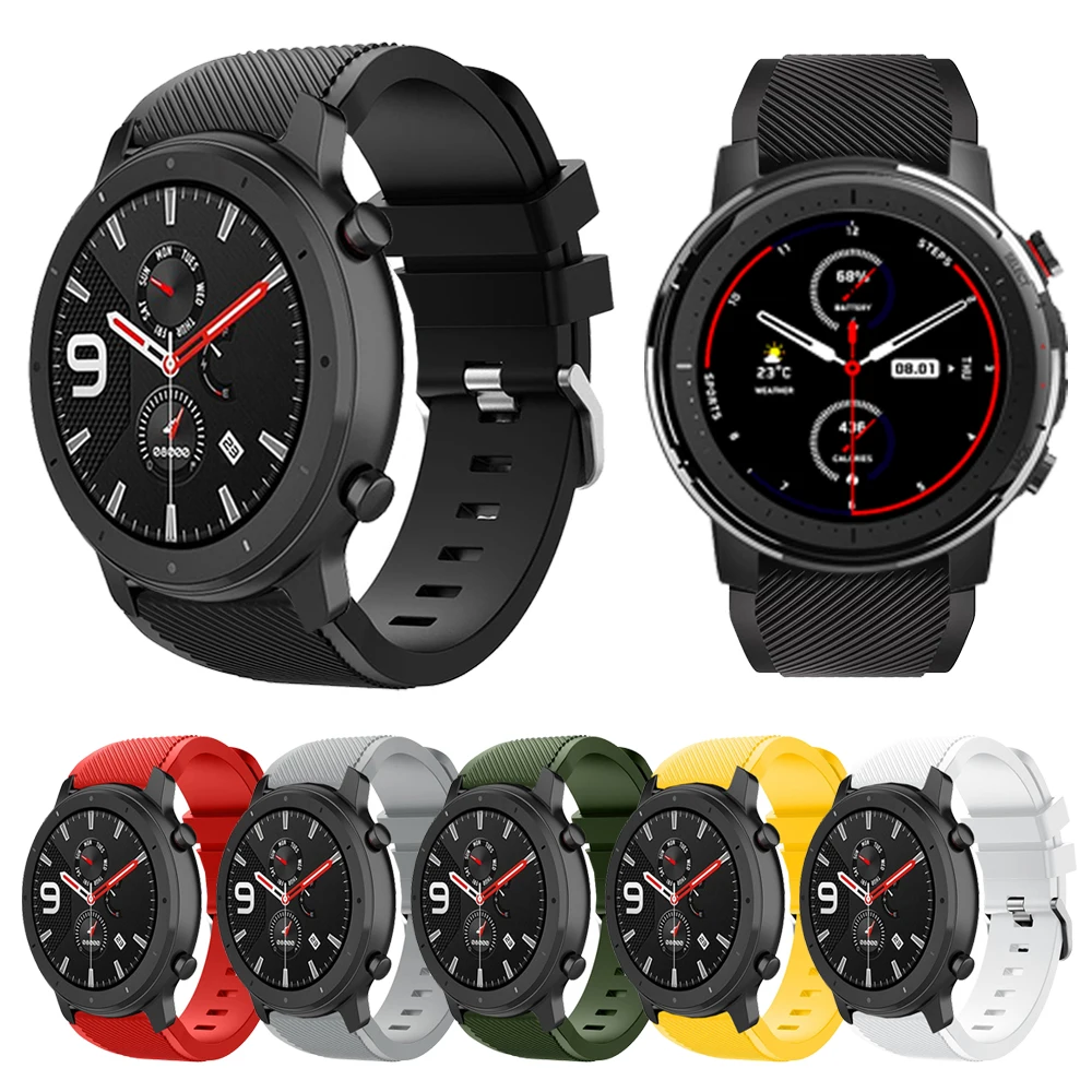 Ремешок силиконовый для Huami Amazfit GTR 47 мм/Pace Stratos 3 2 2S браслет Samsung Galaxy watch 46 мм Gear S3 22