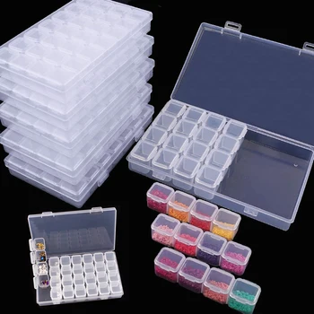 

28 Slots Clear Plastic Empty Storage Box for Nail Art Manicure Tools Jewelry Beads Display Storage Case Organizer Holder