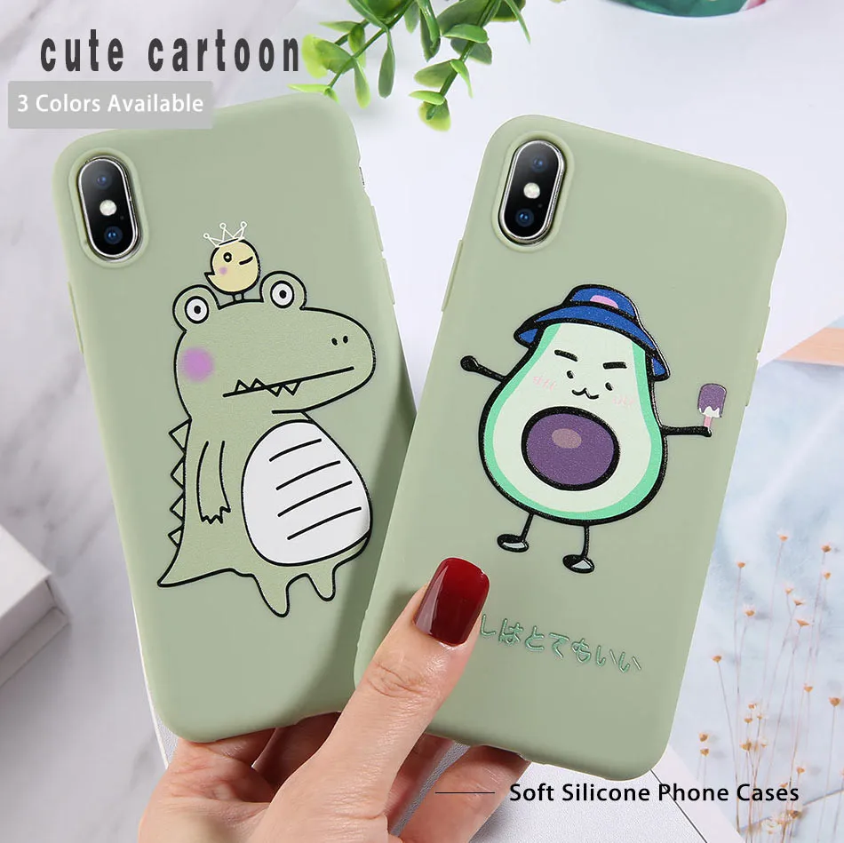 USLION мультяшный динозавр авокадо чехол для телефона для iphone 11 Pro X XR XS MAX 7 6 6S 8 Plus силиконовый чехол с сердечком Мягкий ТПУ чехол