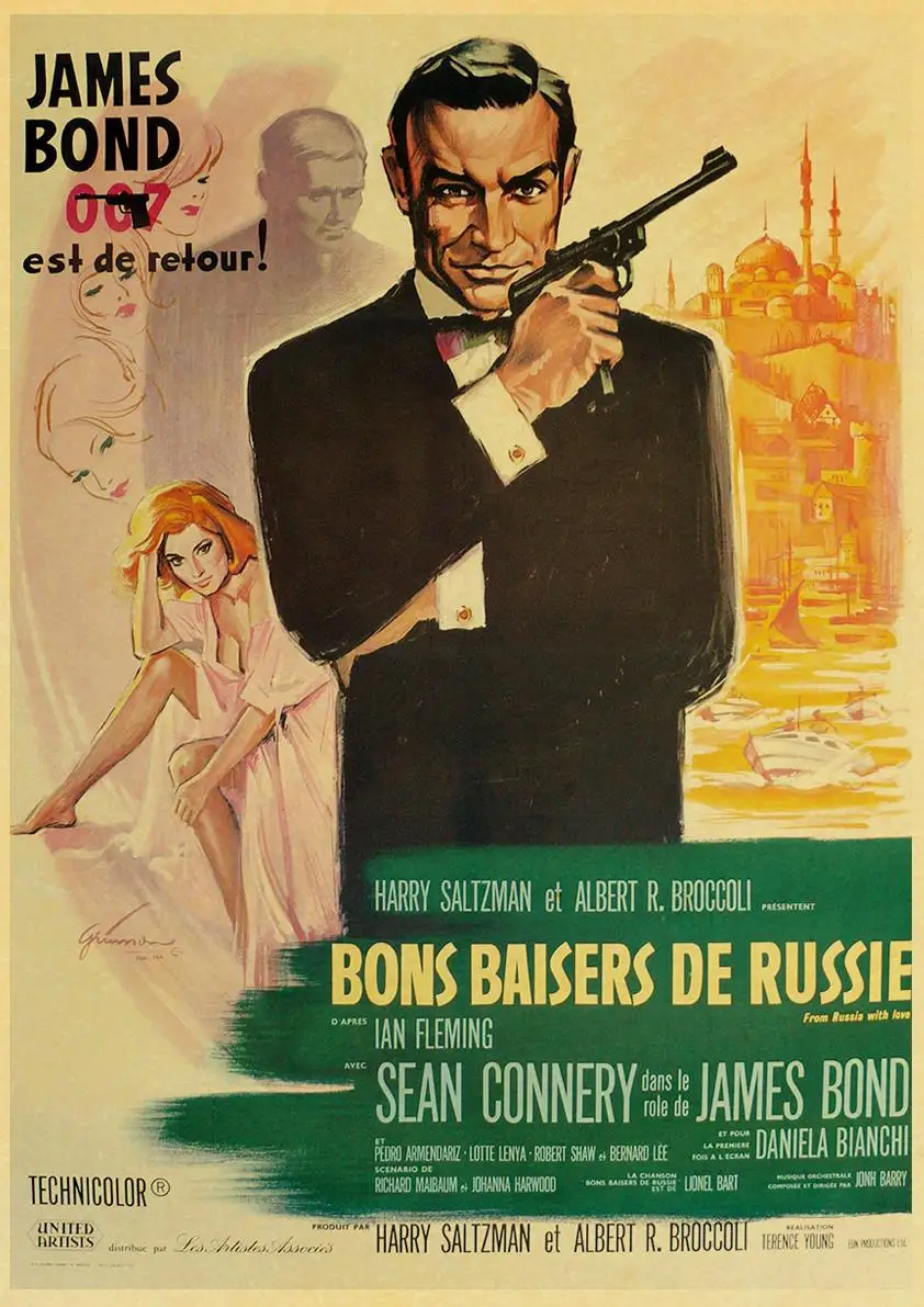 Винтаж James Bond 007 Ретро плакат крафт-бумага печатные настенные плакаты для домашнее барное кафе Наклейка на стену в комнату