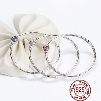 

Fashion 925 Sterling silver charm Moments bracelet for women original jewelry pan bracelet beads DIY birthday gift Bangles