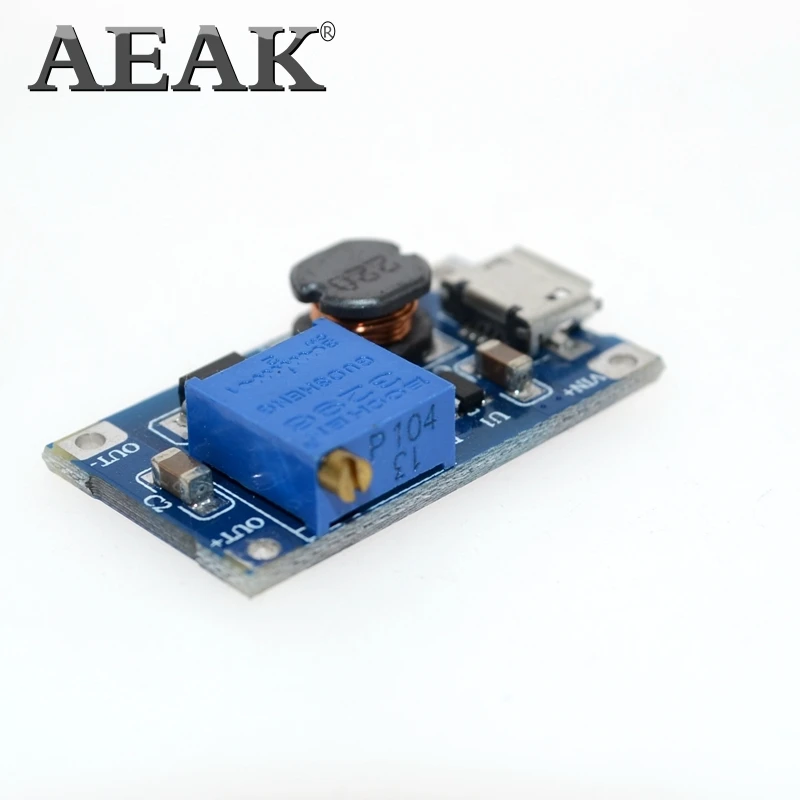 AEAK MT3608 DC регулируемый Повышающий Модуль 2А с MICRO USB 2в 24в до 5В 9В 12В 28В LM2577|step up|5v to