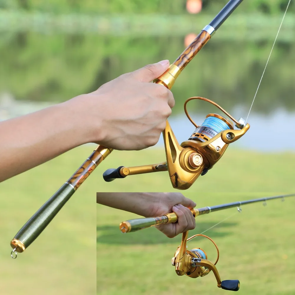 Sougayilang 1.8-3.6m Telescopic Fishing Rod Reel Combo Carbon Fiber Fishing Rod with Full Metal Reel Set Fishing Tackle Pesca Sougayilang 1.8-3.6m Telescopic Fishing Rod Reel Combo Carbon Fiber Fishing Rod with Full Metal Reel Set Fishing Tackle Pesca