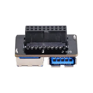 Dual USB 3.0 A Type Female to Motherboard 20/19 Pin Box Header Slot Adapter PCBA Flat Type