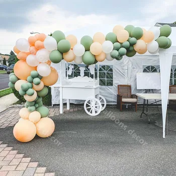 

DIY Balloons Garland Arch Retro Green Skin Apricot Bean Green Globos 1St Toys Birthday Wedding Decorations Baby Shower Supplies
