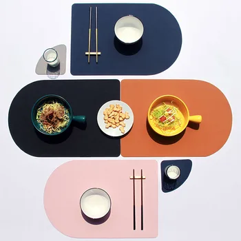 

1pc Nordic style imitation leather placemats waterproof and oilproof placemats insulated dining table western tablecloth 60