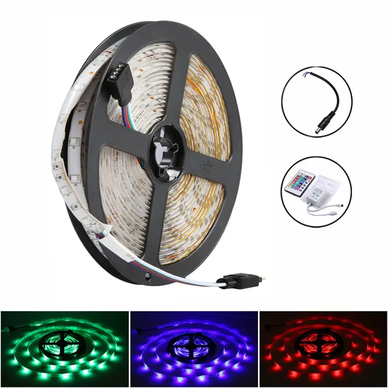 Промо акция! 5 м 300 светодиодов 3528 Smd Rgb Светодиодная лента + 44 Ключ ИК пульт