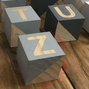 

1 Set 26 English Alphabet Square Black Gray Cube Block Kids Children Photography Props Home Wedding Decoration U50F