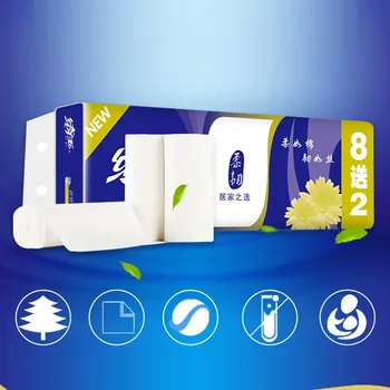 

10PC Economic Package Toilet Paper Tissue Home Kitchen Bathroom Solid High Quality Napkin Roll Paper Cleaning Supplies Hot Sale