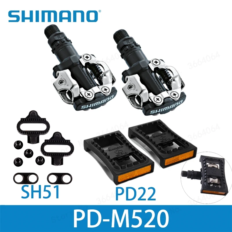 

New PD M520 Clipless SPD Pedals MTB Bicycle Racing Mountain Bike Parts PD-M520 PD22 Speed