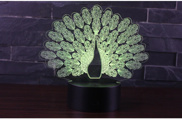 Small Night Lights 3D Peacock Led Colors Changing Acrylic Table Lamp Touch Remote Room Decor Desk Lamp Holiday Birthday Gifts bright night light