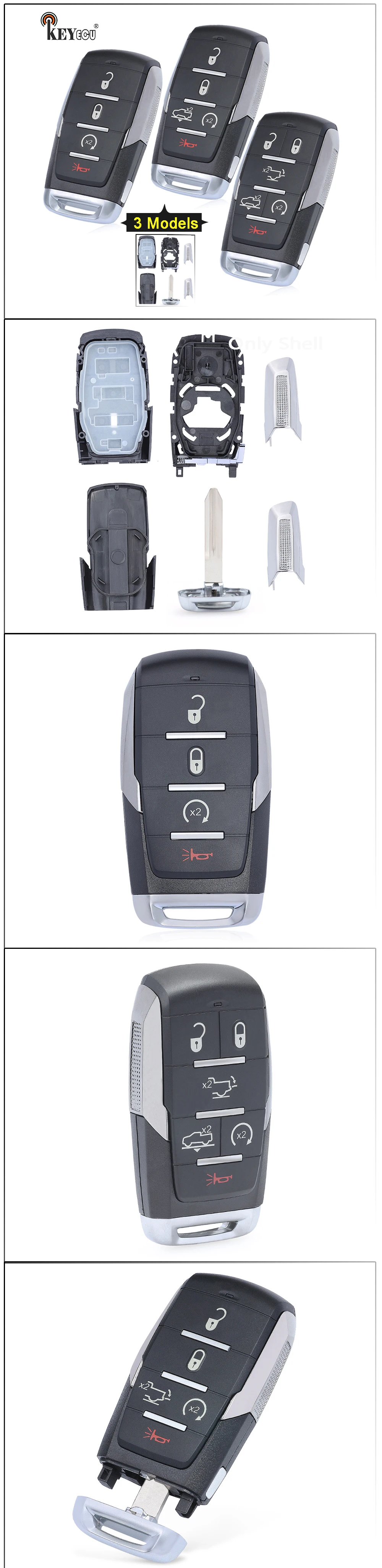 Keyforkess per Dodge RAM Limited 2019 2020 2021 2022 FCC: OHT-4882056 sostituzione 3 5 6 7 pulsanti Smart Remote Car Key Shell Fob - H346b86ae4d5e4fa1ada299d02ddb417da