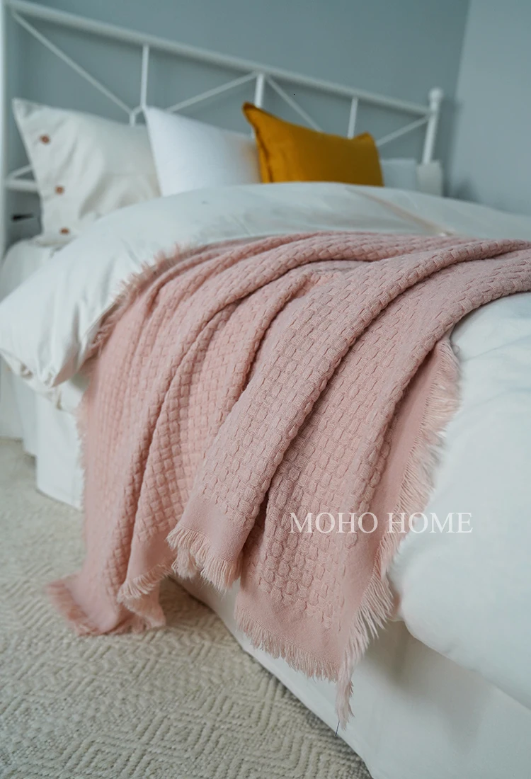Ins согреться Сиеста покрывало одеяло шаль диванное украшение одеяло имитирует кашемировое одеяло украшение ковер куркума цвет - Цвет: Pink