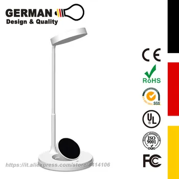 

New in 2020 LED Desk Lamp with Wireless Charger, Dimmable Table Night Light, Eye Caring Office Lamp, USB Folding Reading Lamp