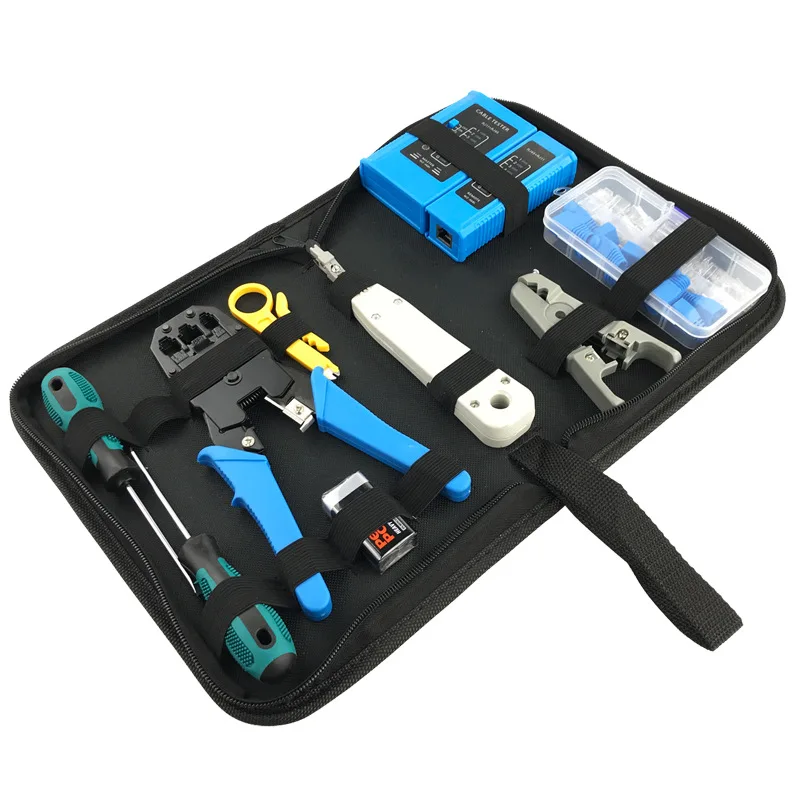 MT-8443 전문 네트워크 멀티 크림 퍼 스트립 RJ45 Rj12 Rj11 크림프 네트워크 케이블 테스터 RJ45 네트워크 도구 키트 포함