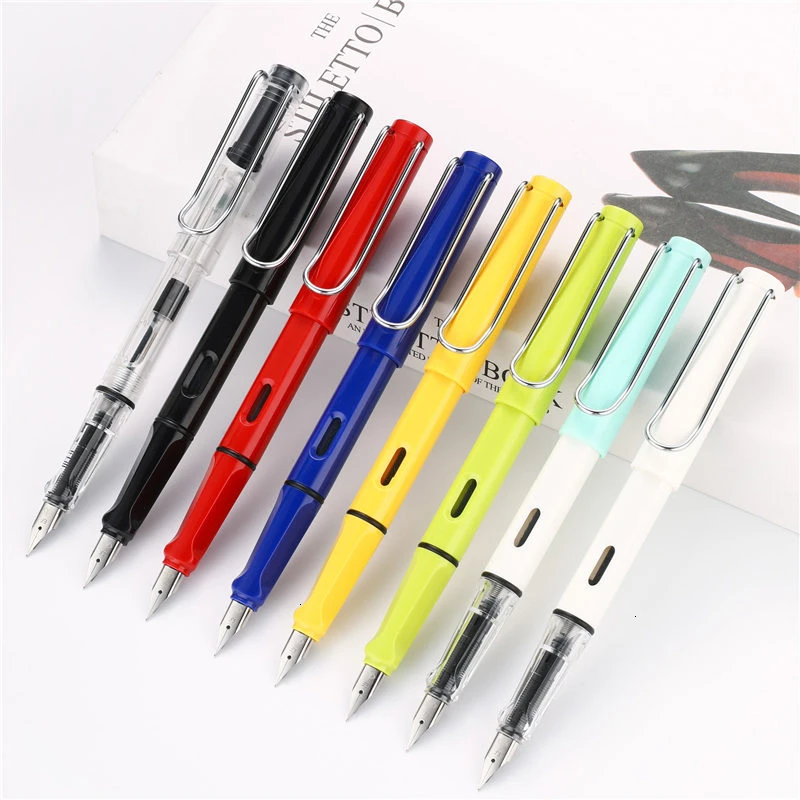 

0.38/0.5mm High Quality Colored Plastic Fountain Pen Ink Writing Calligraphy Pens Gift Office Stationary Supplies 03930