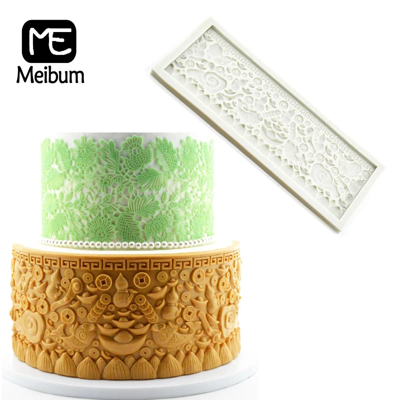 

Meibum Gold Ingot Gourd Silicone Fondant Cake Mold Auspicious Cloud Chocolate Sugar Craft Birthday Pastry Border Decorate Mould