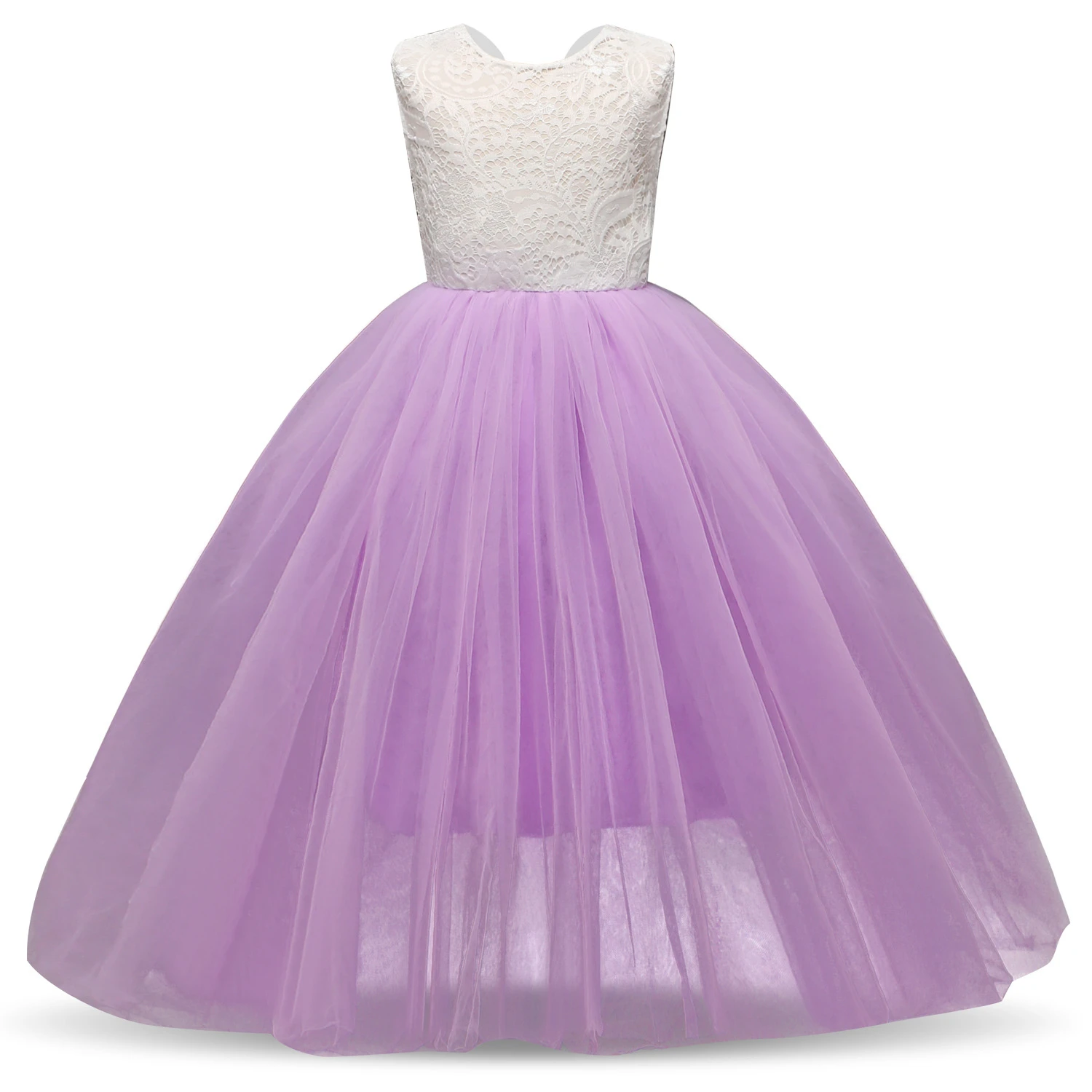 Летнее платье для девочек от 3 до 8 лет многослойное Кружевное платье-пачка принцессы для свадебной вечеринки с цветочным узором для маленьких девочек одежда с открытой спиной