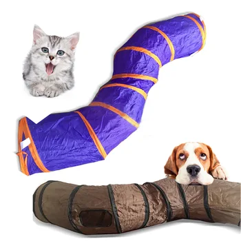 

S-bend Collapsible Polyester Cat Tunnel Tube Kitty Tunnel Fun Cat Toys Peek Hole Toy Cat Products Puppy Kitty Rabbit Tube