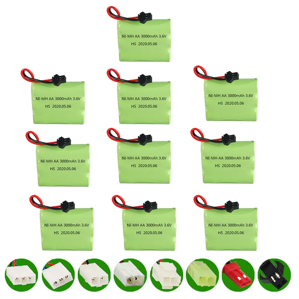 10 Pz 3000Mah 3.6 V Batteria Ricaricabile Ni-Mh Per Giocattoli Rc Serbatoi Auto Treni Robot Pistole Barche Aa 3.6 V 2400Mah Nimh Batteria
