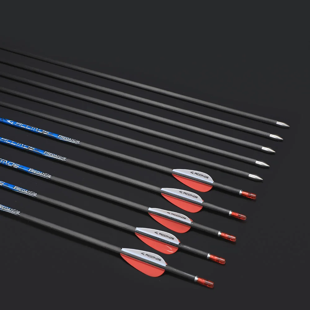 12pcs ID 4.2mm Pure Carbon Arrow Spine 300 350 400 500 600 700 800 900 1000 for Archery Recurve Bow or Compound Bow Shooting