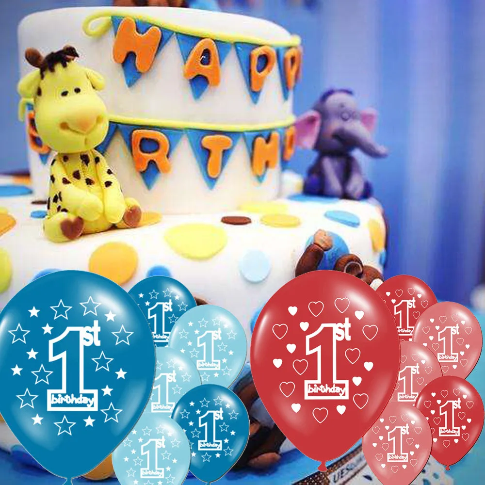 10 шт. розовые синие для девочек мальчиков первого дня рождения вечеринки