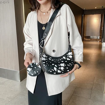 

Women Patent Leather Clutch High Quality Pu Leather Crescent Dumpling Bag Fashion Brand Underarm Ladies Shoulder Bags Waterproof