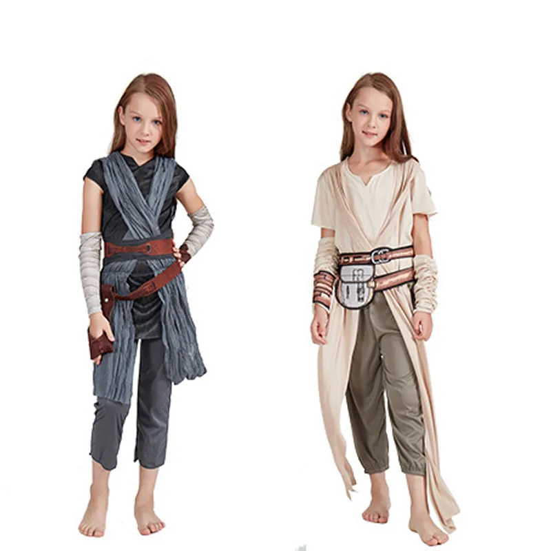 Костюм «The Force Awakens Star Wars Rey»; Детские костюмы на Хэллоуин для костюмированной вечеринки; полный комплект для девочек