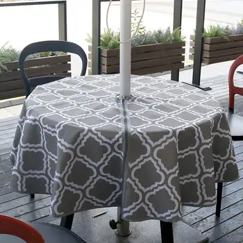 

Waterproof Tablecloth With Hole Oil-proof Covers 600D Oxford Cloth Spill Proof For Host Backyard Parties BBQs Family Gatherings