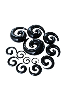 

1 pair Acrylic Spiral Taper Flesh Tunnel Ear Stretcher Expander Snail Design Ear Studs--Black,16mm