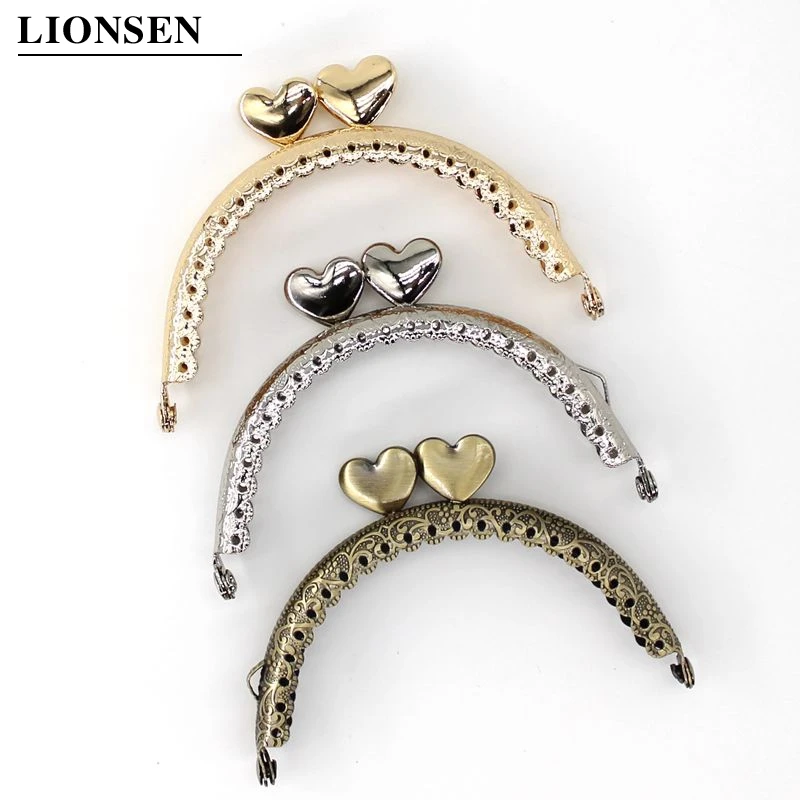 Handbag-Accessories Purse-Handle Clutch-Bag Hardware Lock-Clasp Metal-Frame Heart Bags
