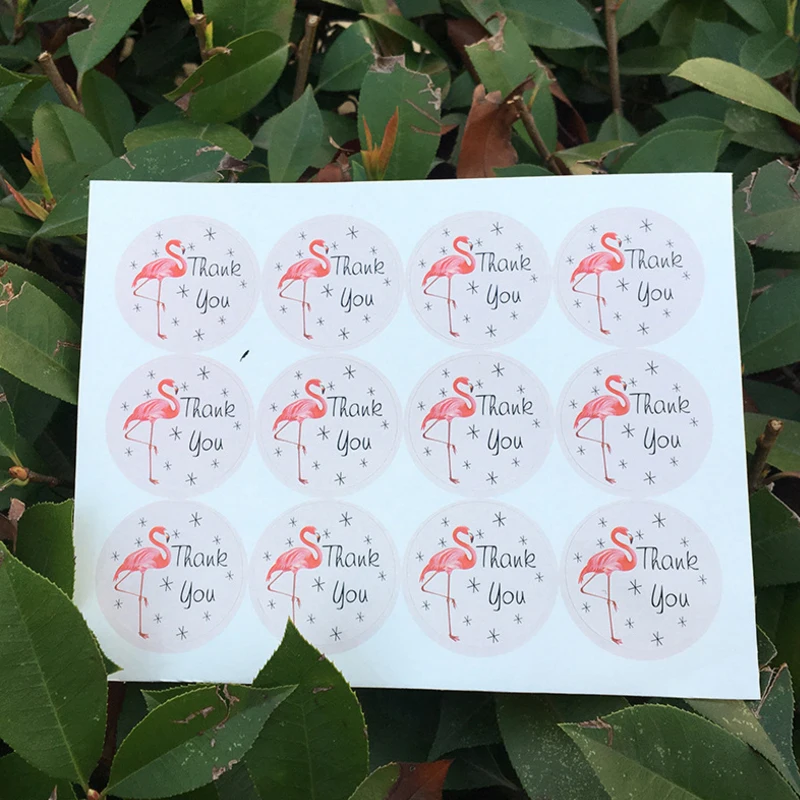 120 шт./лот милые спасибо Розовый фламинго круглые наклейки DIY конверт печать наклейка для подарков ручной работы с любовью подарки