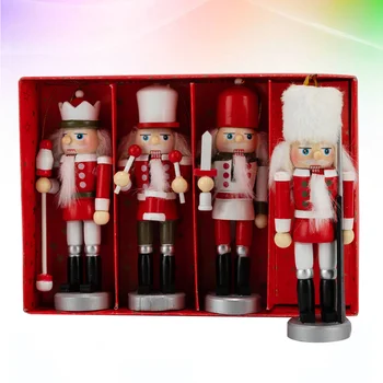 

4 Pcs Wood Walnut Soldier Sturdy High Quality Durable Christmas Hanging Decor for Home Party