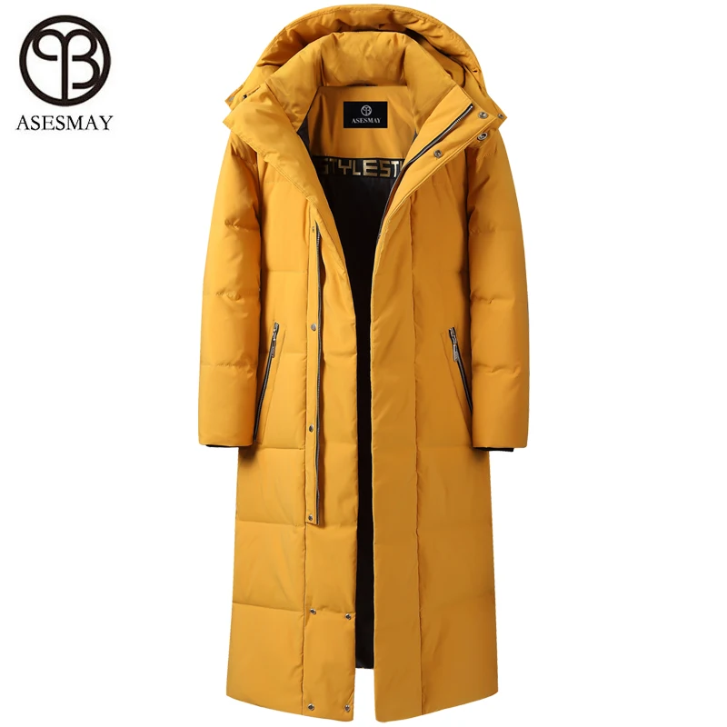 

Asesmay 2019 brand clothing men down jacket winter coats thick warm fashion x-long coats winter parkas stylish goose outerwear