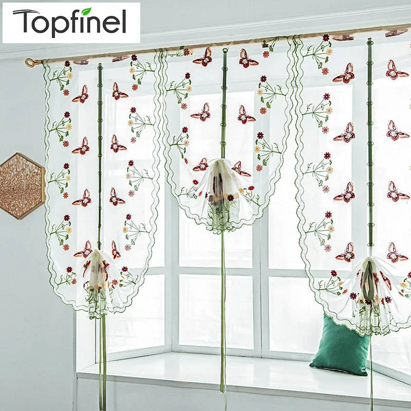 

New arrival tulle for window Roman curtain blinds embroidered voile sheer Curtains for kitchen living room the bedroom