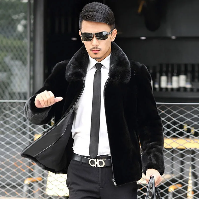 Great Value Faux Fur Coats 2019 Winter Jacket Men Overcoat Hooded Parka Imitation Mink Fur Overcoat Male Warm Plus Size 3XL Clothes