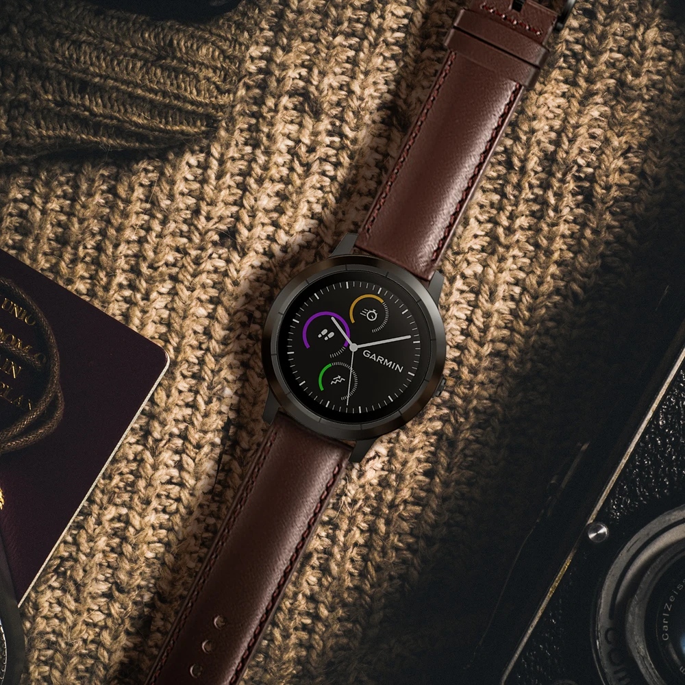 UEBN 20 мм сменный кожаный ремешок для Garmin Vivoactive 3 HR Venu/Garmin Move/Forerunner 245 645 музыкальный ремешок Ремешки для наручных часов