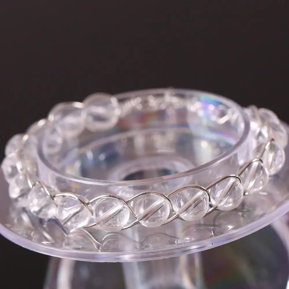 Натуральный камень бусины белый кристалл Энергетический Браслет серебряная проволока обернутый браслет и браслет для женщин ювелирные изделия подарок 1 шт. H083