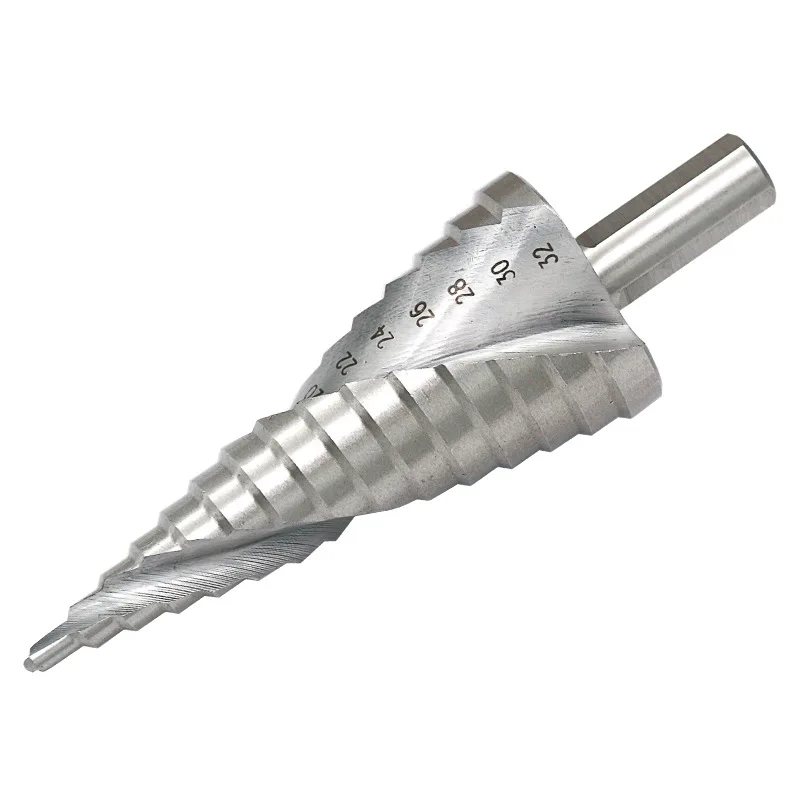 

4241 Material Triangular Handle Titanium Spiral Groove Step Drill bao ta zuan Multi-functional Drill Bit 4-32
