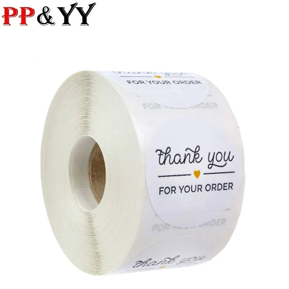 100-500pcs Round Black &quotTHANK YOU FOR YOUR ORDER &quot Stickers Seal Labels Scrapbooking Package Stationery | Канцтовары для