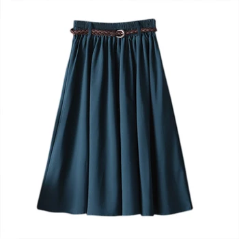

New women\\'s long section high waist slim skirt elastic waist solid color A word skirt casual skirts