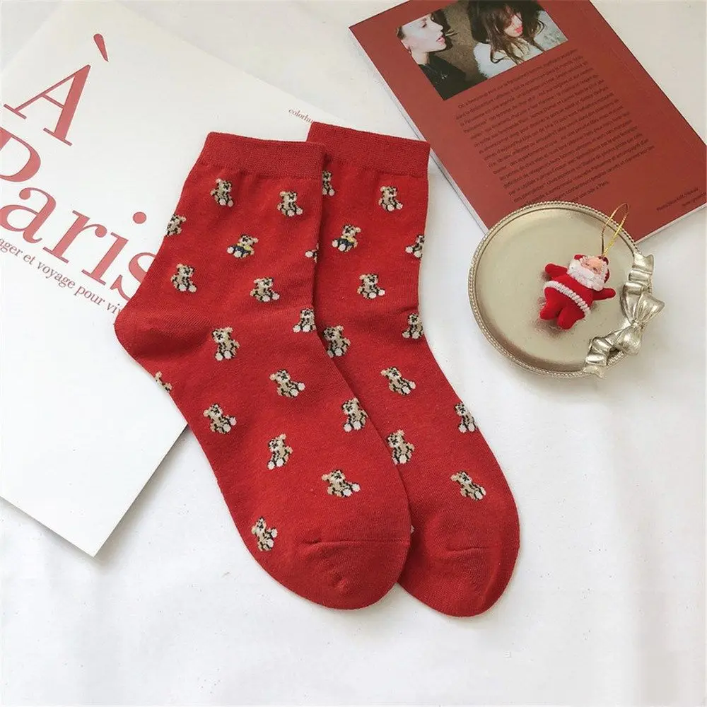 Kerstsokken voor dames, grappige sokken, kerstman, katoen, kerstsokken, winter, kerstmotief, thermosokken, kerstcadeaus voor vrouwen, marineblauw, One size
