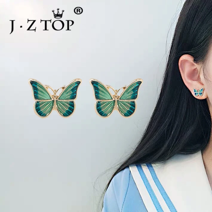 Jztop корейские женские серьги-гвоздики элегантные милые серьги-бабочки серьги в