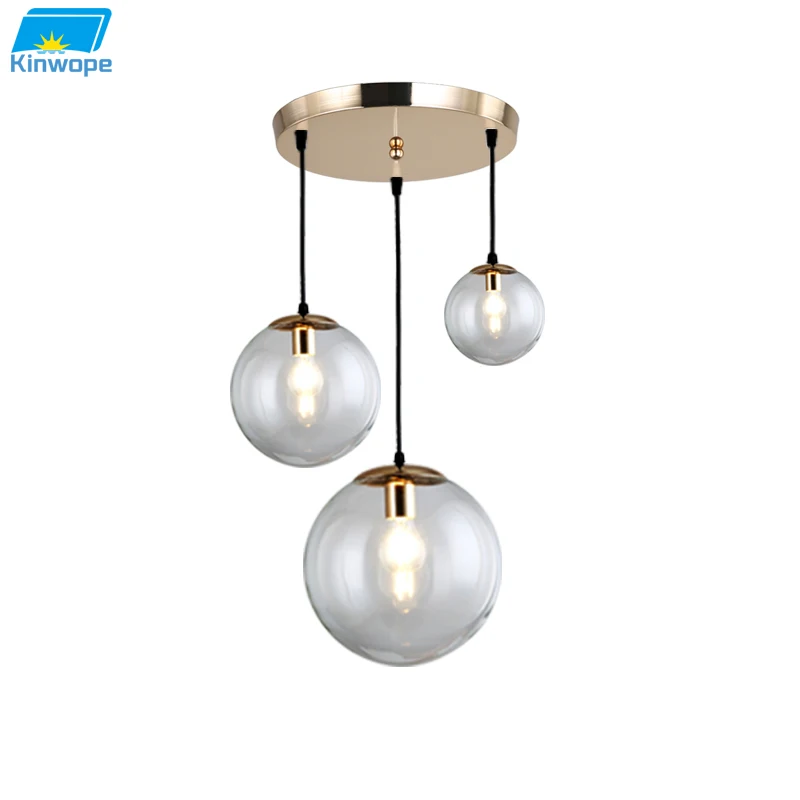 Люстра стеклянная сферическая прозрачная в скандинавском стиле | Лампы и