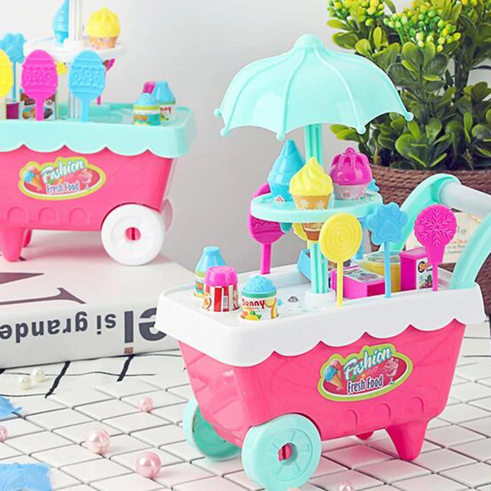 Мини Мороженое Конфета корзина снаряжение с лебедкой с легкой музыкой забавная игрушка для ролевых игр продукты игрушка с колесами подарок для детей